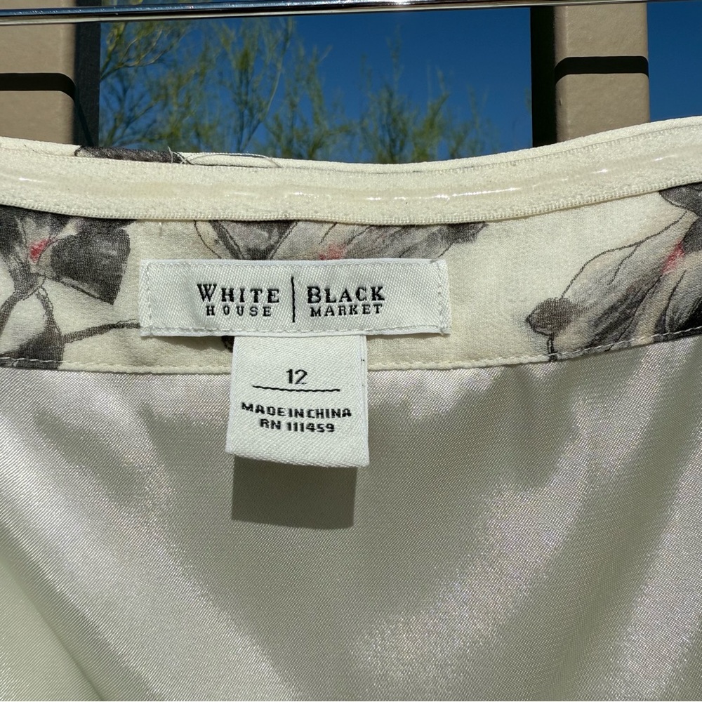 ⬇️💲White House/Black Market Strapless Women’s Size 12 Color Grey/White Flowered - Picture 3 of 11